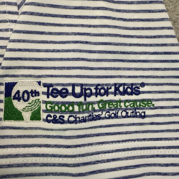 Vineyard Vines Polo Shirt Men’s M Gray Blue Stripe On-The-Go Sankaty Performance - Picture 6 of 11